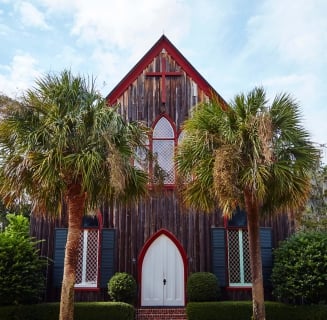 exterior of a large church
